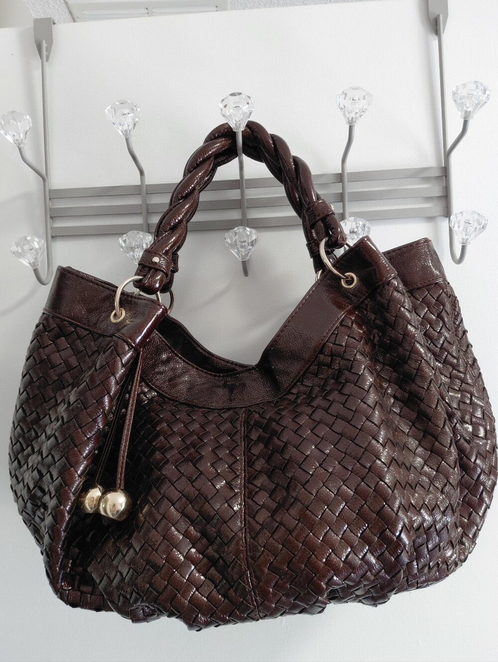 Loeffler Randall For Target Faux Leather Dark Brown Woven Hobo Bag Purse